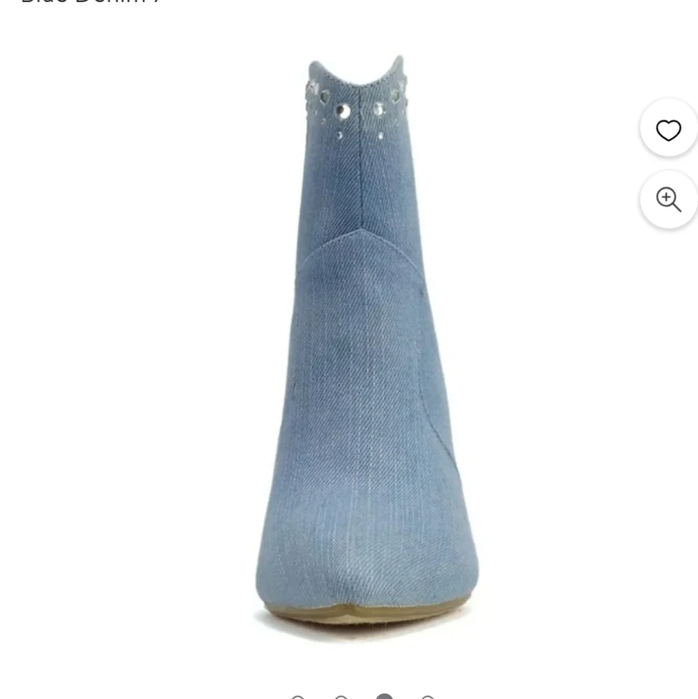 Soda‎ Light Blue Denim Pointed Toe Stiletto Bootie with Rhinestones Size 8.5 NWT